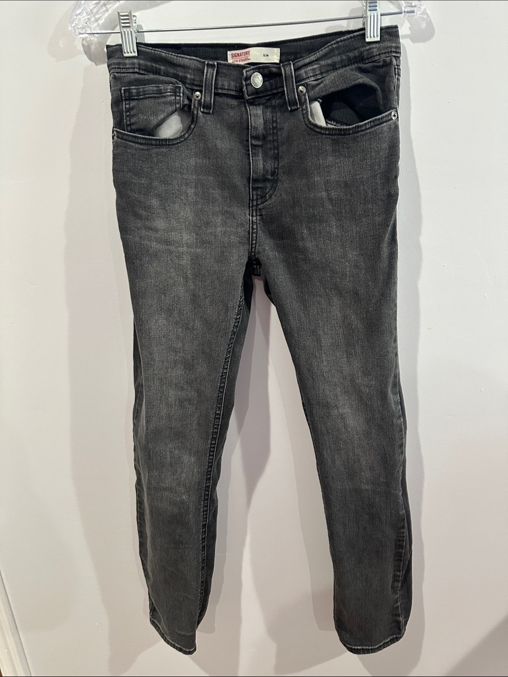 Signature by Levi Strauss Slim  Gray Washed Jeans Size 16 Regular